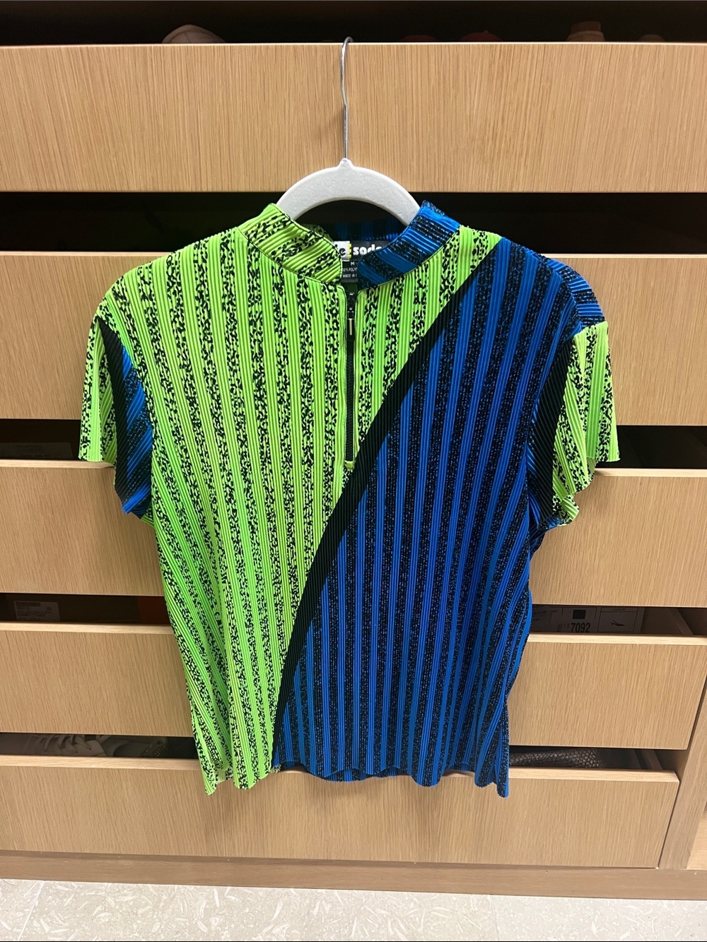jamie sadock Neon Green & Blue Striped Short-Sleeve Top - Picture 3 of 4